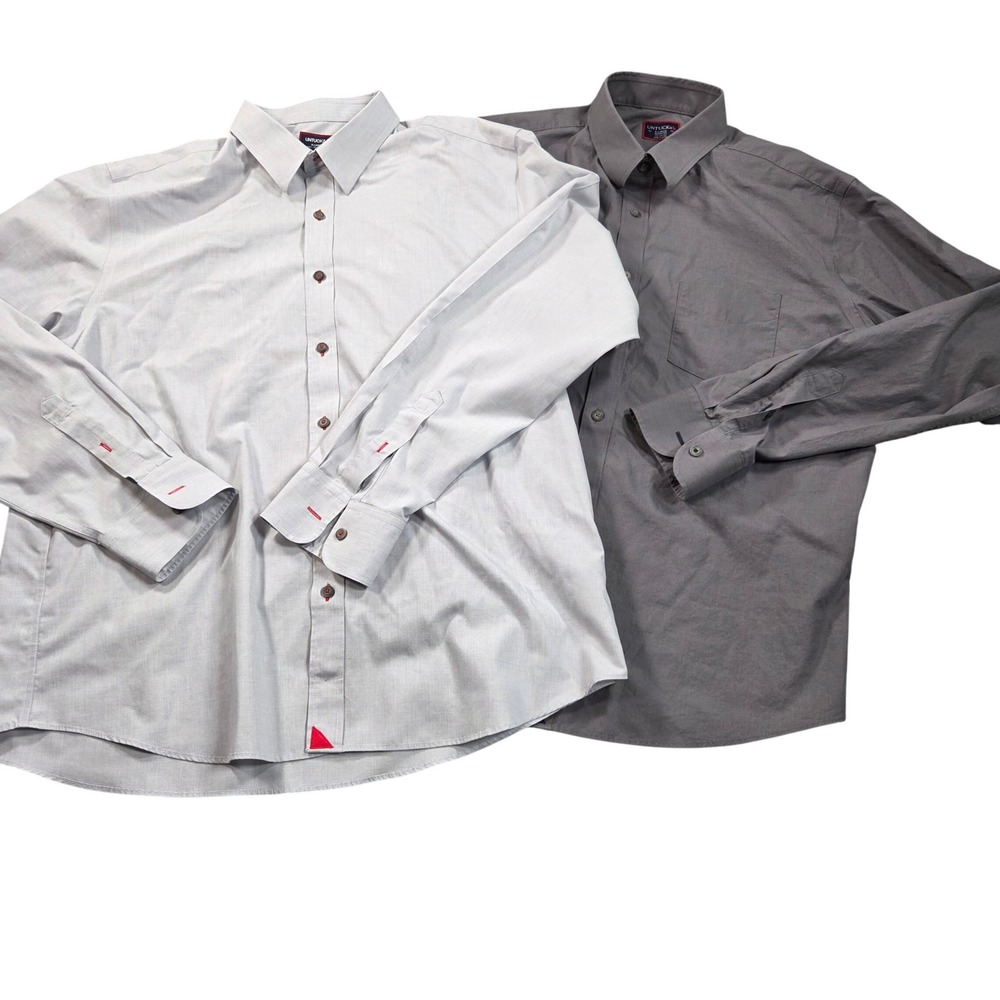 UNTUCKit Shirt Bundle 2 Pack Mens XL Gray Regular Fit Wrinkle Free Rubican-WF